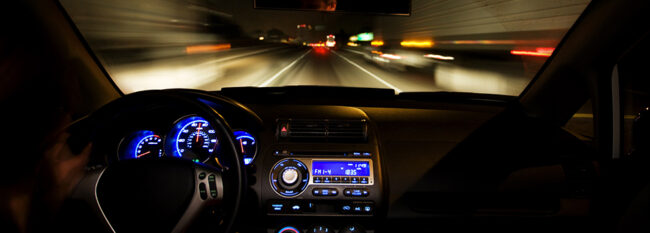 night driving with motion blur