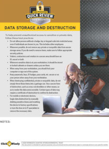 Quick Review of Data Security: Data Storage and Destruction employee handout