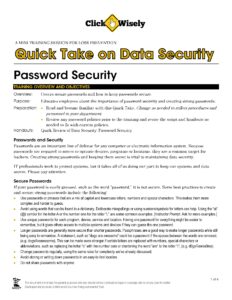 Front page of Quick Take on Data Security: Password Security script