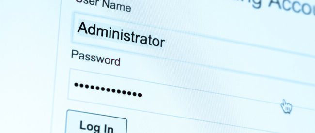 Login and password fields on screen. Security business concept