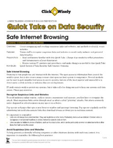 Front page of Quick Take on Data Security: Safe Internet Browsing script