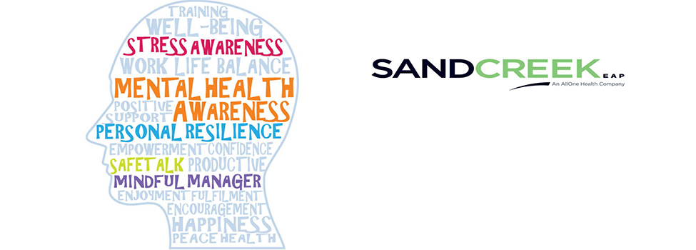 Illustration of human head in profile with words related to resilience in varying sizes and colors filling in the space