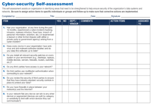 Page 1 of Cyber-security Self-assessment