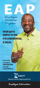 EAP Employee Information brochure cover. Features middle aged man against blue background.