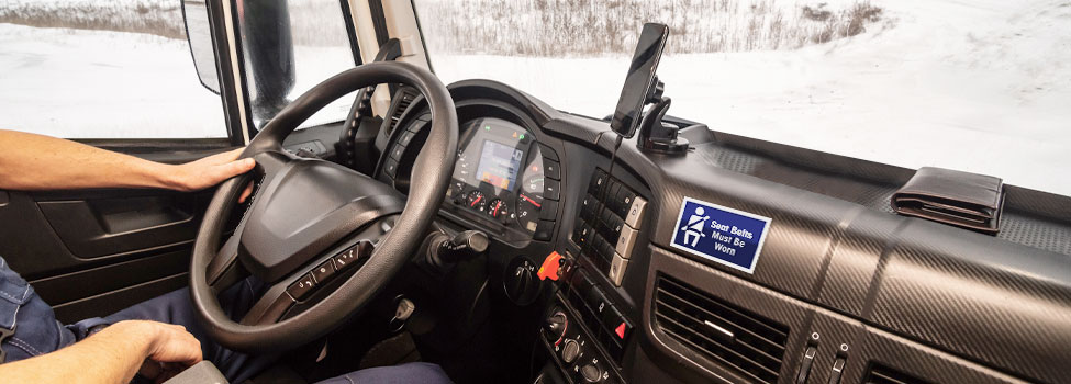 Man driving truck with a 