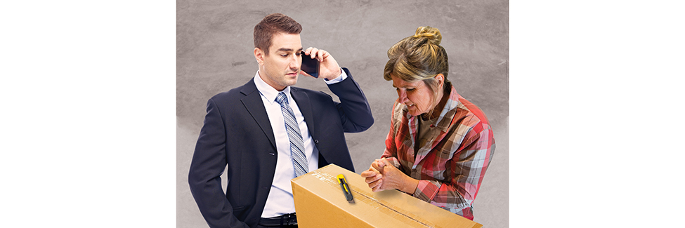 Supervisor calls workplace injury hotline as injured employee clutches cut hand