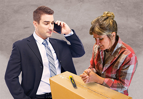 Supervisor calls workplace injury hotline while injured employee clutches cut hand