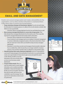 Quick Review of Data Security: Email and Data Management employee handout
