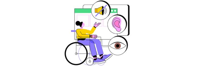 Concept illustration for website accessibility highlighting sound, sight, contrast options