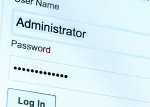Login and password fields on screen. Security business concept