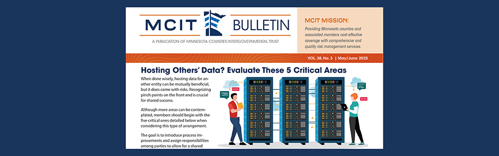 Against dark blue background: Cropped top portion of May-June 2025 MCIT Bulletin newsletter