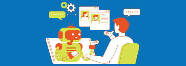 Illustrated concept of person using artificial intelligence system