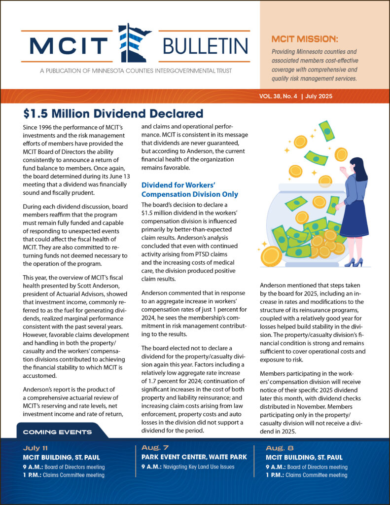 Front page of July 2025 MCIT Bulletin newsletter