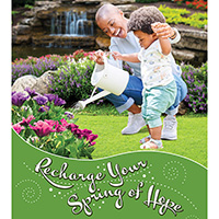 African American woman holds hand of young child and waters flowers in garden. Text: Recharge Your Spring of Hope. Employee Assistance Program can help you find hope again and overcome life's challenges.