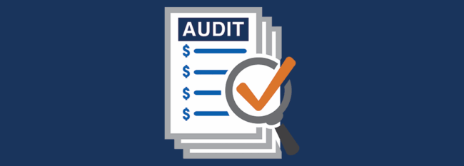 Audit icon against dark blue background
