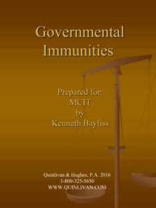 Cover page of "Governmental Immunities" handbook