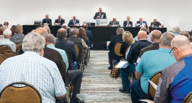 Ron Antony, MCIT board chair, addresses membership at 2024 annual meeting.