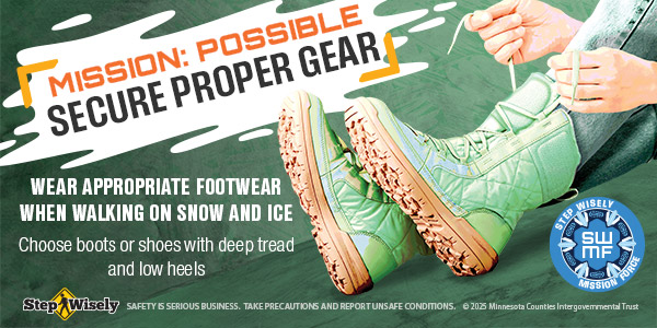 Mission: Possible Secure Proper Gear: shows person tying laces of snow boots