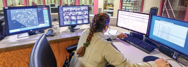 Deputy monitors jail activity on screen