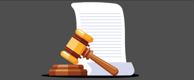 Illustrated document and gavel indicating legislation